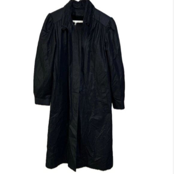 Vintage London Fog Maincoats Trench Coat Women’s 8 Petite Black Ruched Collar US - Picture 2 of 5